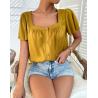 Buy cheap 2023 Summer Manufacturer Wholesale Square Neck Solid Color Shirt White Women Chiffon High-Quality Shirt from wholesalers