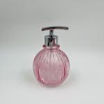 Ribbed Vertical Stripe Glass Bathroom Accessories Set in Pink Color for Luxury