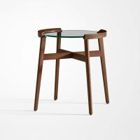 Buy cheap Glass Top Oak Veneer End Table With Solid Wood Legs Custom Made product