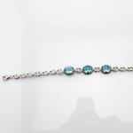 Fashion Jewelry Oval Blue Topaz and Clear Cubic Zircon Link Bracelet(H06)