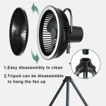 Rechargeable Portable Camping Fan 7800mAh Battery Tripod Stand Fan With Led