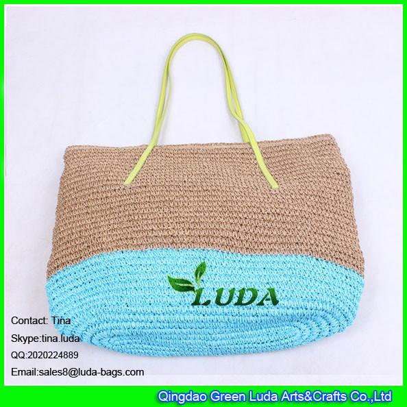 Buy cheap LUDA new fashion paper straw handbag two tone block crochet paper straw bag from wholesalers