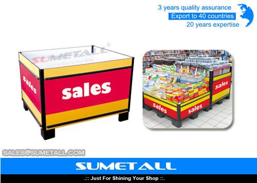 Steel Promotional Display Counter Storage Containers For Supermarket Products