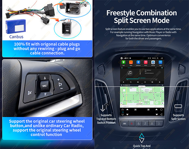 CAR DVD MULTIMEDIA PLAYER FOR FORD FOCUS 3 MK 3 2011-2019 ANDROID 10 PX6 4G LTE STEREO 2 DIN AUTO HEAD UNIT