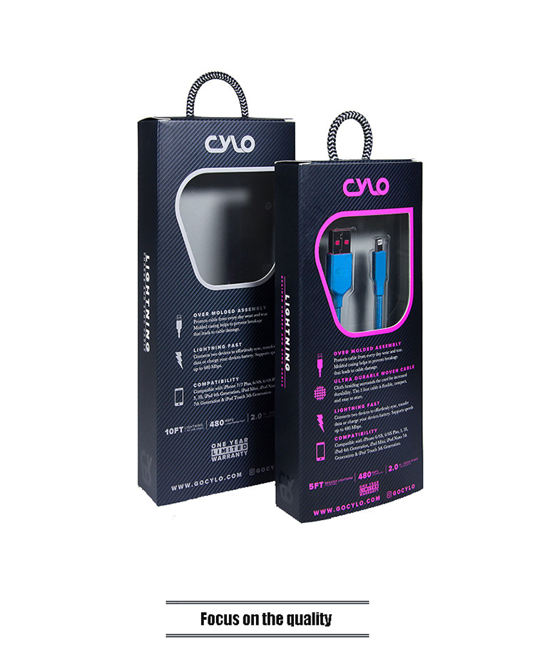 4C Printing Pantone USB Data Cable Packaging Box Custom Logo