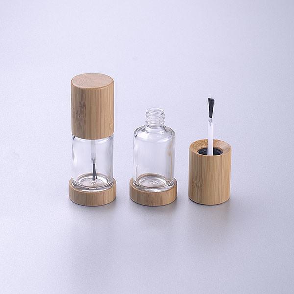 Buy cheap empty nail glass polish bottle 15ml with brush/ bamboo wood cap make up from wholesalers