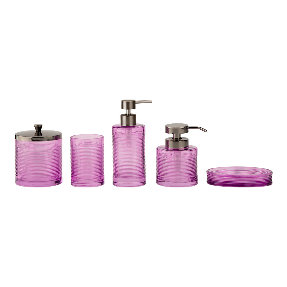 Round Glass Bathroom Accessories Set with Circle Glass Soap Dispenser Hand Wash Dispenser