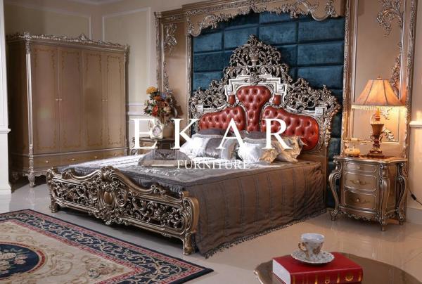 Buy cheap Italy antique luxuxy bedroom furniture master wooden leather bed LS-A118A from wholesalers