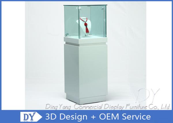 Buy cheap OEM Square White Glass Jewelry Display Cases / Lockable Jewellery Display Cabinet from wholesalers