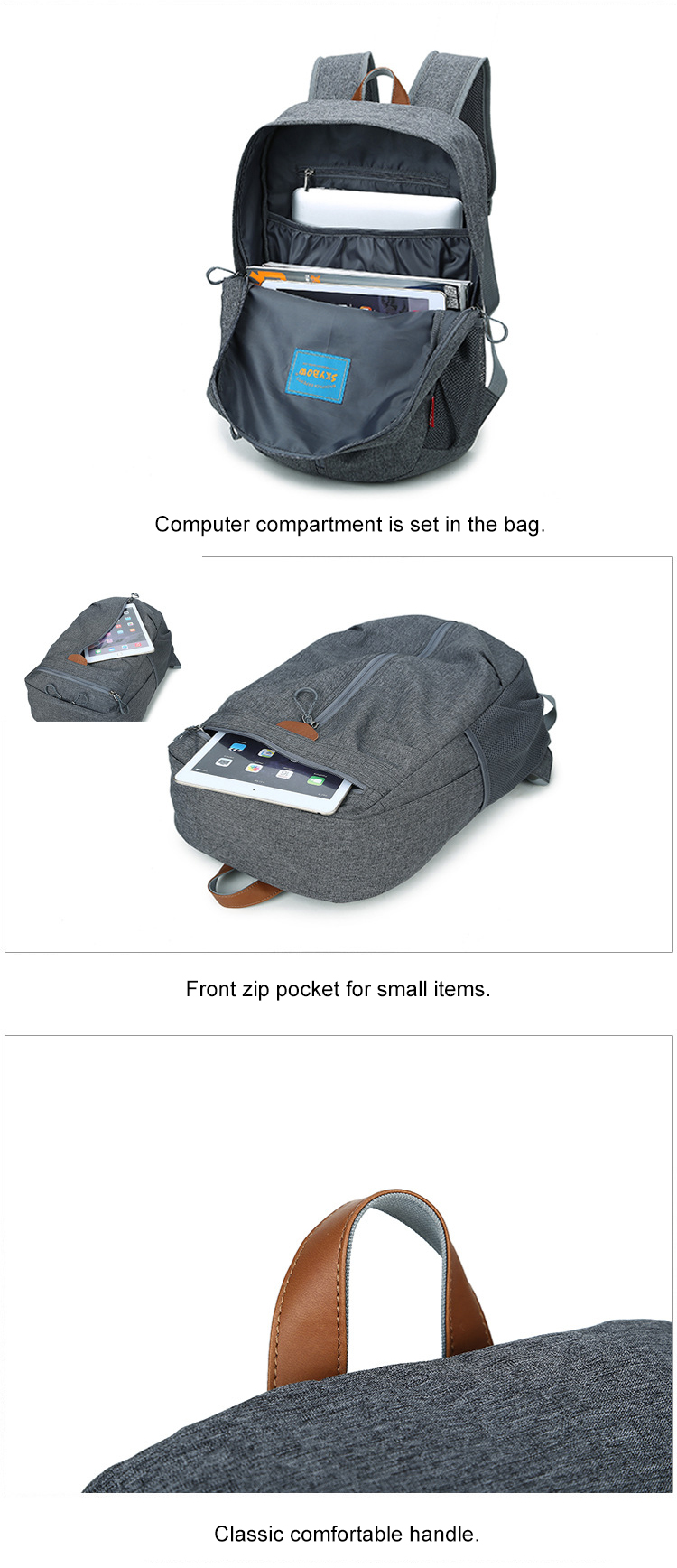 Oxford Outdoor Travel Modern Mens Backpack 17 Inch Interior Zipper Pocket