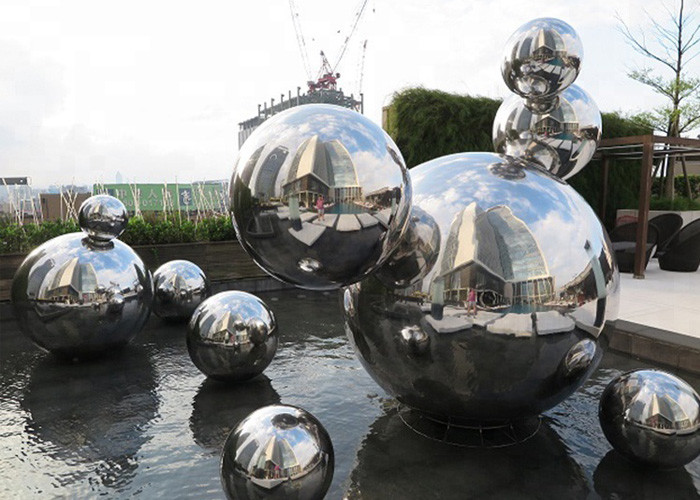 Chalice Water Outdoor Fountains Stainless Steel Sculpture For Garden Decoration