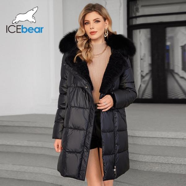 Luxurious Real Fox Fur Collar Mid Length Down / Cotton Jacket With Oblique