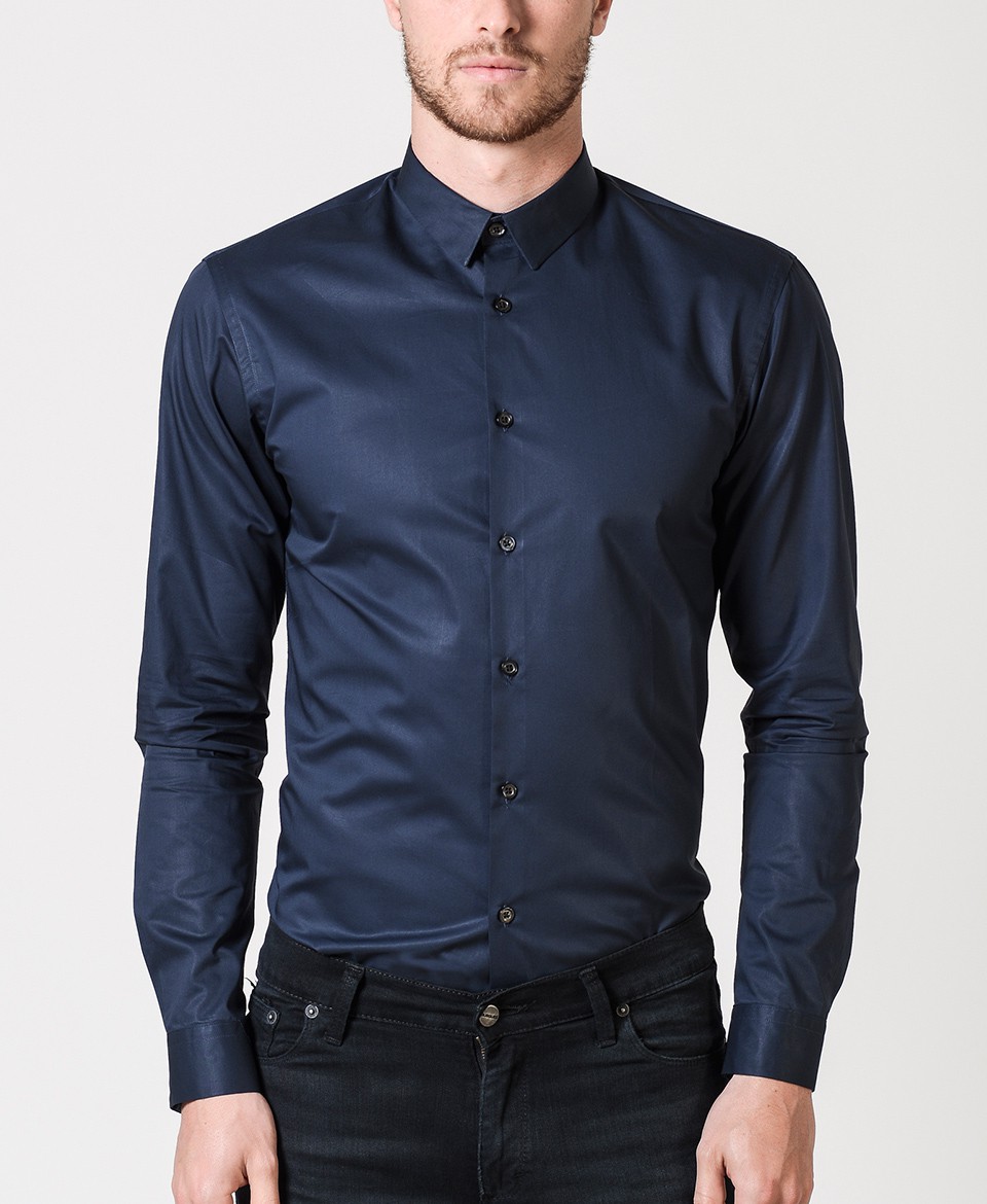 Cotton Mens Long Sleeve Office Shirts , Mens Formal Dress Shirts Solid Color
