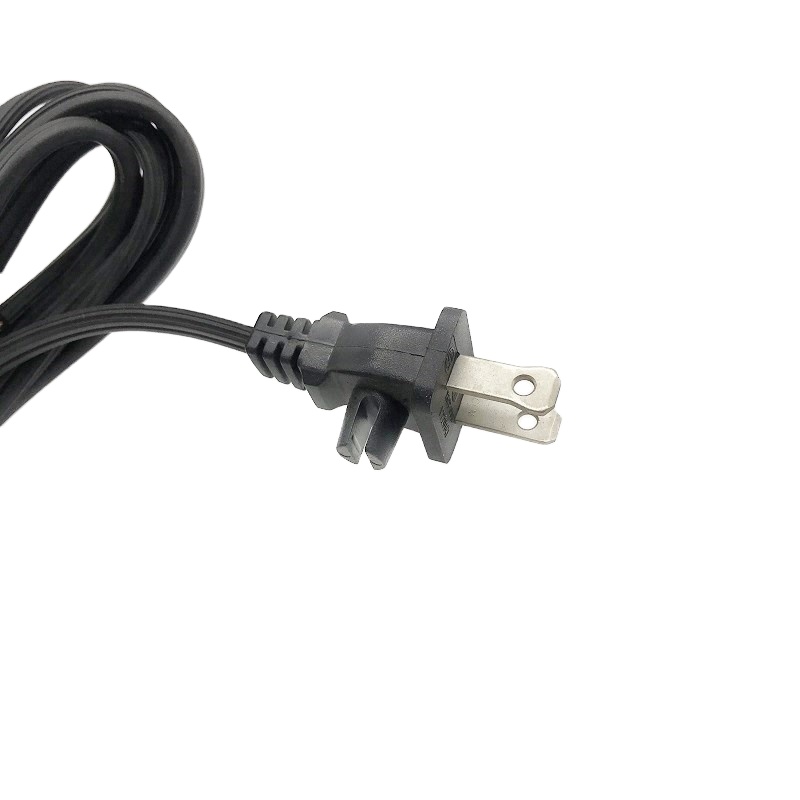 1.8m 2pin PVC Black American Plug Cable AC Power Extension Cord for Home Appliance Socket