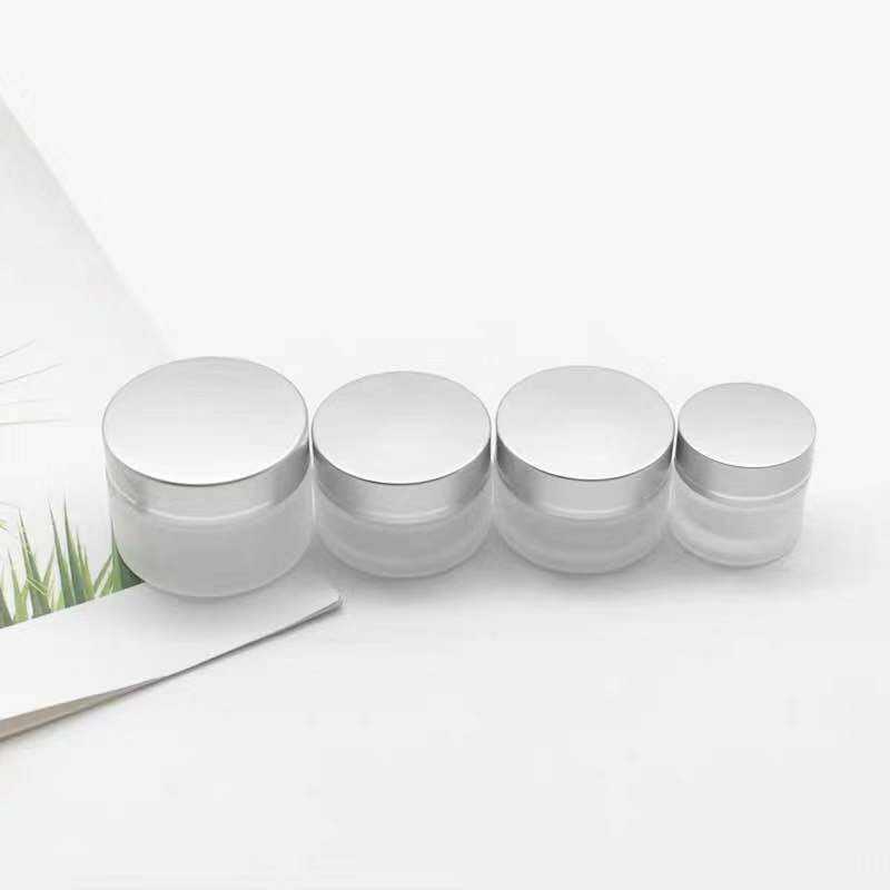 Skincare Acrylic Frosted Jar 15g Cosmetic Silver Cover Cream Jar / Bottle Packaging