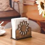 New Creative Sunflower Carved Solid Wood Napkin Holder Stylish Wooden Tissue