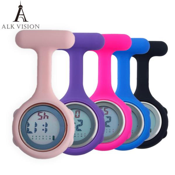 Buy cheap Nurse Watch Silicone Digital Nurse Watches Brooch Lapel Printed Rubber Sleeves Medical Clock Fob Watch Nursing Gift from wholesalers