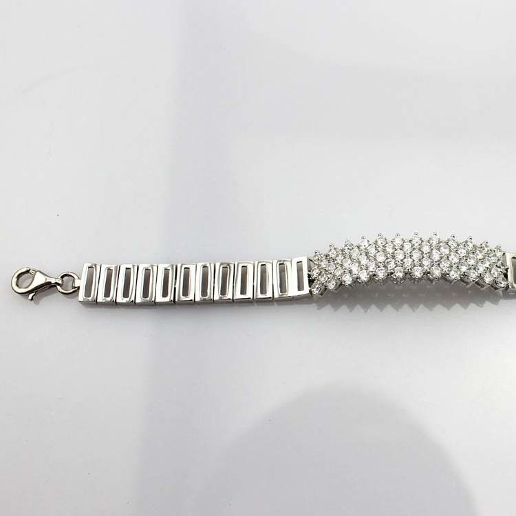 925 Silver Silver Link Bracelet Clear Cubic Zircon Tennis Bracelet (YAQS005)