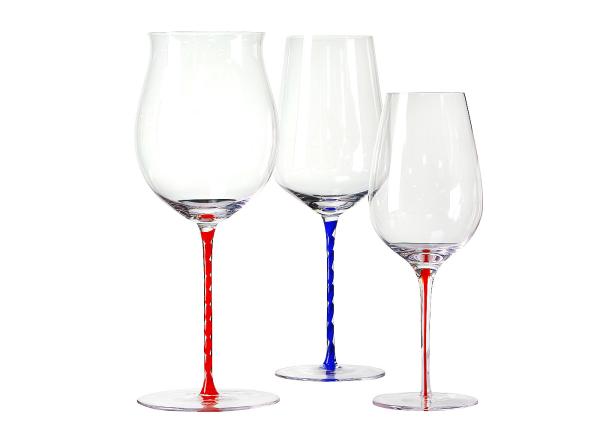 Quality OEM Lead Free Crystal Wine Glasses , Slender colored Stem 20 Ounce Wine Glass for sale