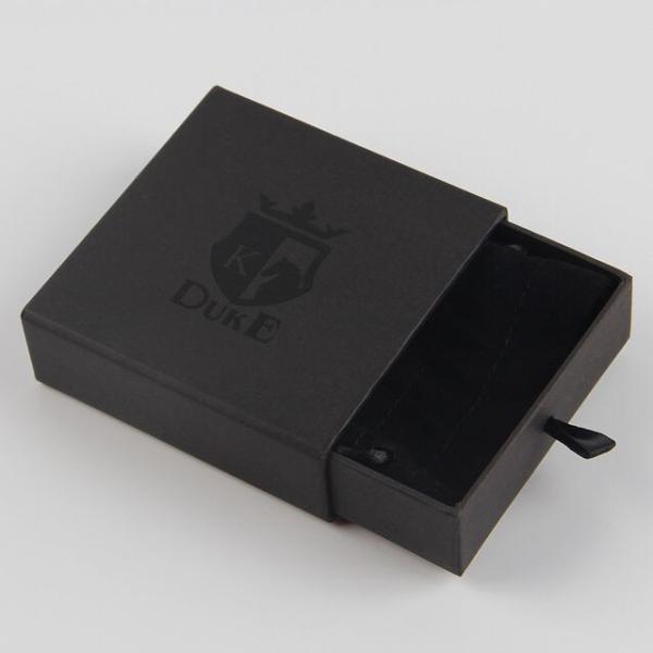 Buy cheap Custom Black Jewelry Paper Box With Bag Necklace Sliding Gift Box Ribbon Tab from wholesalers