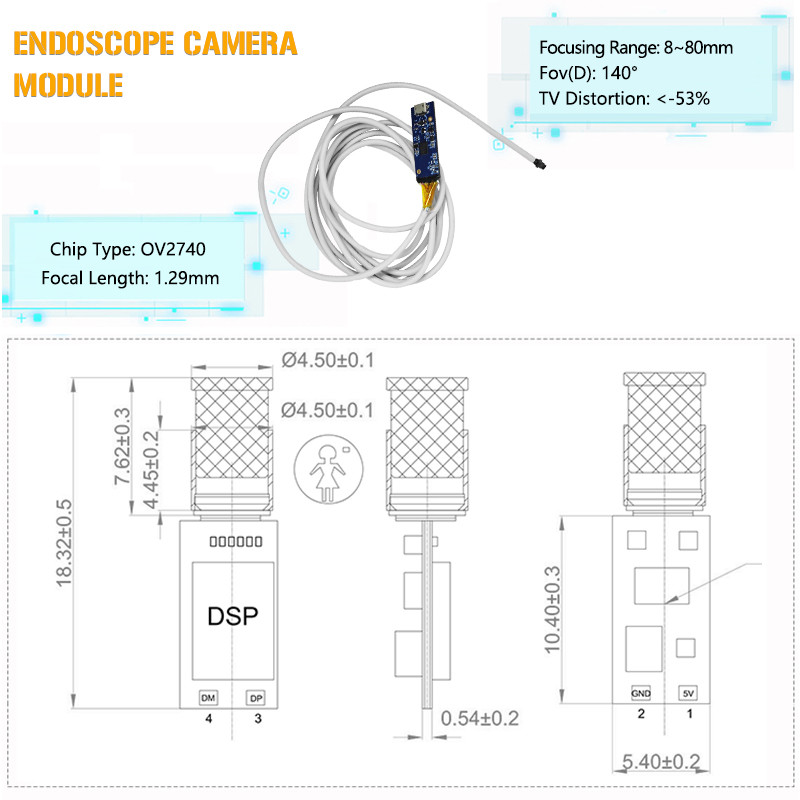 5mm 1080p 60fps Otoscope Ear Camera Endoscope Endoscopy Camera Module