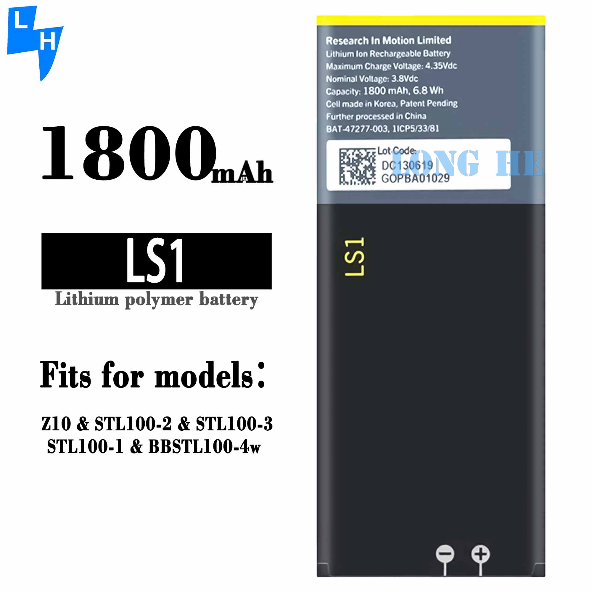 High Capacity LS1 Rechargeable Battery for Blackberry Z10 and P9982 100% Compatible