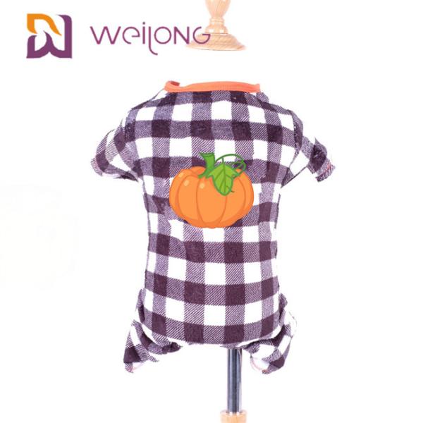 Buy cheap Rubber Print Pumpkin Fleece Dog Pajamas Halloween Plaid Dog Pajamas from wholesalers