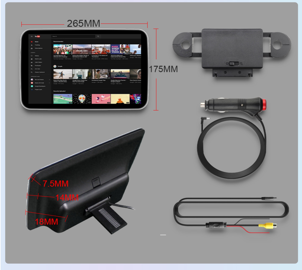 1280*800 Resolution Aux in Function Car Headrest Monitor With HDMI TV for MP5 Player