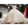 Buy cheap Luxury Golden Orange Ladies Bridal Gown Sleeveless Lace Beaded Princess Big Tail from wholesalers