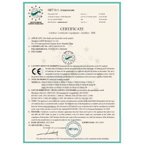 Shanghai Laijie Machinery Co.Ltd Certifications