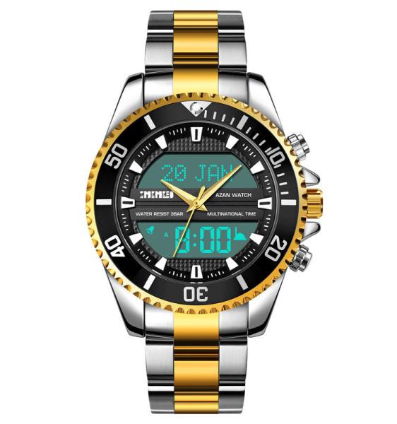 azan watch 1896 classic high-end Qibla wristwatch stainless steel case digital