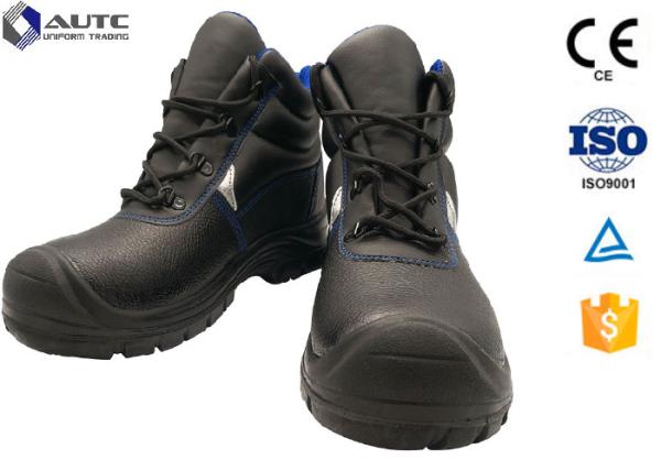 Buy cheap Construction Site Ppe Safety Boots , Slip On Steel Toe Boots Warehouse Black Leather from wholesalers