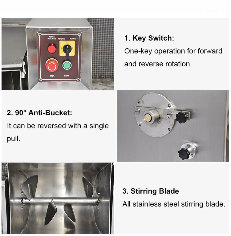 Heavy Duty 1000Kg Stuffing Meat Processing Equipment Stainless Steel 100L Small