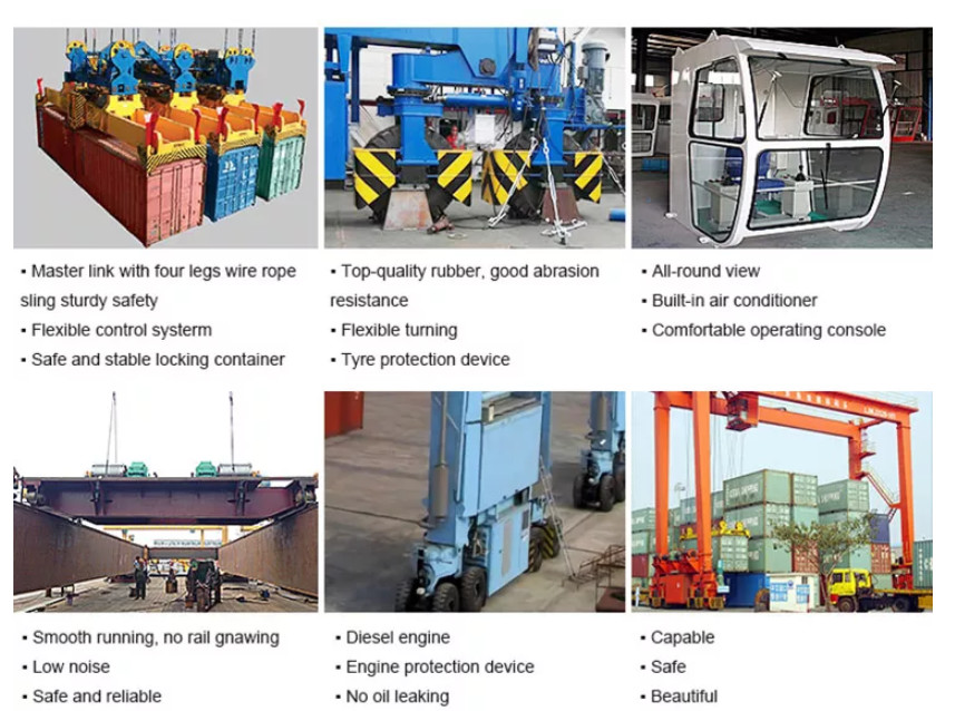 20 Ton RTG Rubber Tyred Container Gantry Crane Double Girder For Port