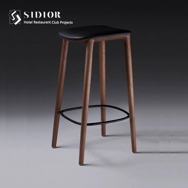 Quality High Leg Kitchen Counter Bar Stool Solid Wood 48cm Width Nordic for sale