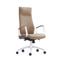 Buy cheap 60 PU Castors Leather Office Swivel Chair 25.4KG 350 Polish Aluminum Base product