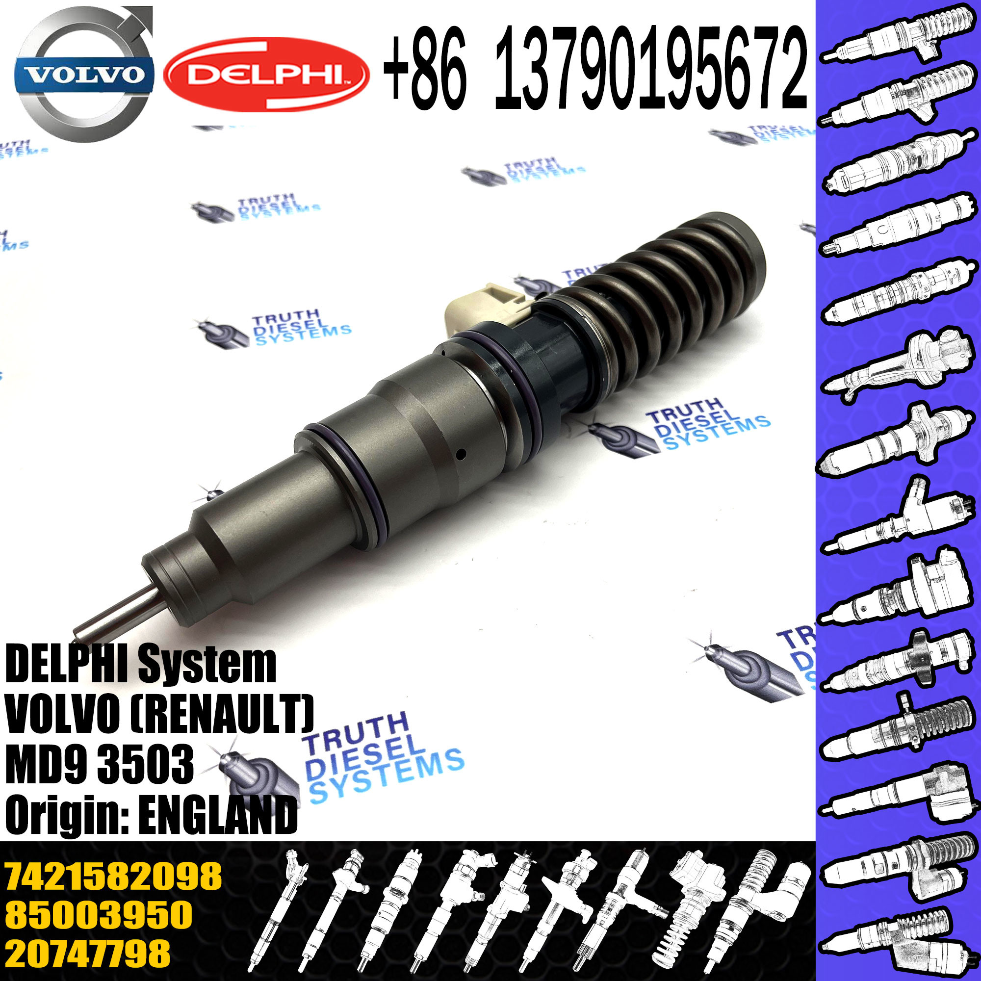 Common Rail Diesel Fuel Injector 21582098 BEBE4D36001 7421582098 for VOL () MD9 3503