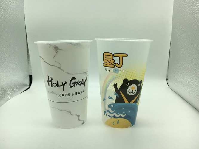 IML In mould labeling 500ml Printed Plastic Cups with cover colorful IML