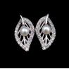Buy cheap Elegant Chenqi Silver Pearl Drop Earrings Rosette Shape For Wedding Party from wholesalers