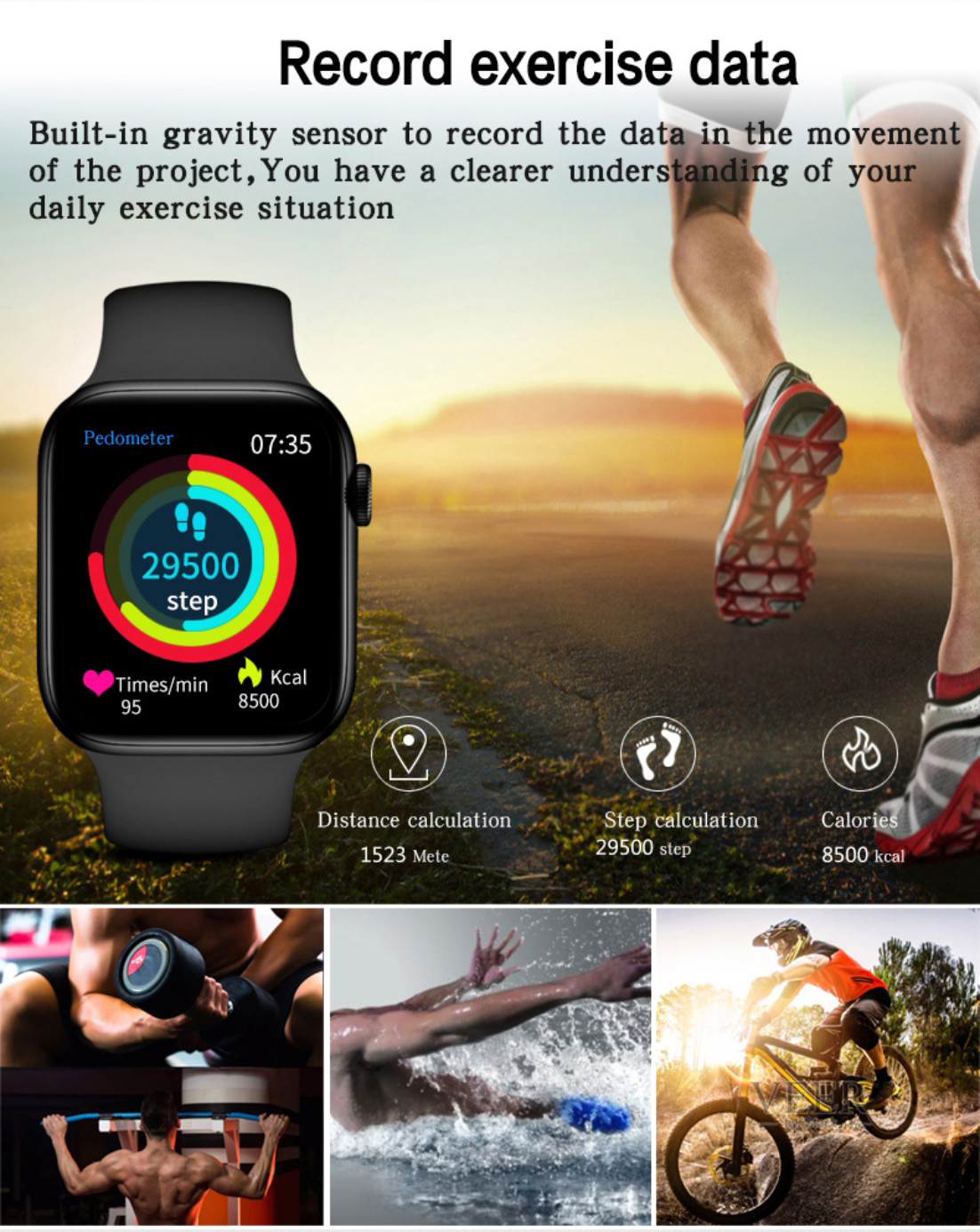 1.75 Inch Ble 3.0 Full Touch Fitness Tracker GTS Blood Pressure Smartwatch