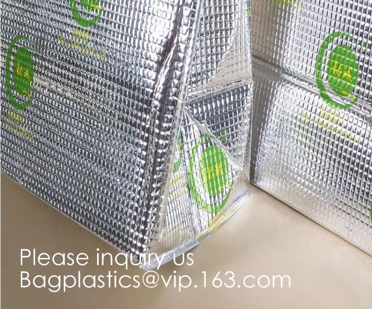 Insulated Thermal Non Woven Aluminum Foil Cooler Bag For Frozen Food,Reusable Insulated Aluminum Foil Thermal Lunch Cool
