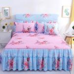 Hotel Style Double Lace Bed Sheets with Bed Skirt Duvet Cover Waterproof Bedding