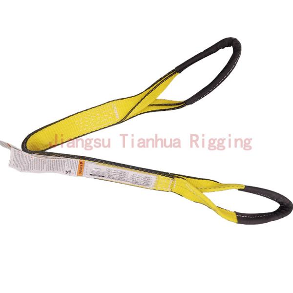 Buy cheap 9800 #/inch 2Ply Twisted Eyes polyester web sling have Black Edge treated on both sides/ carry, lift, tow or pull loads from wholesalers