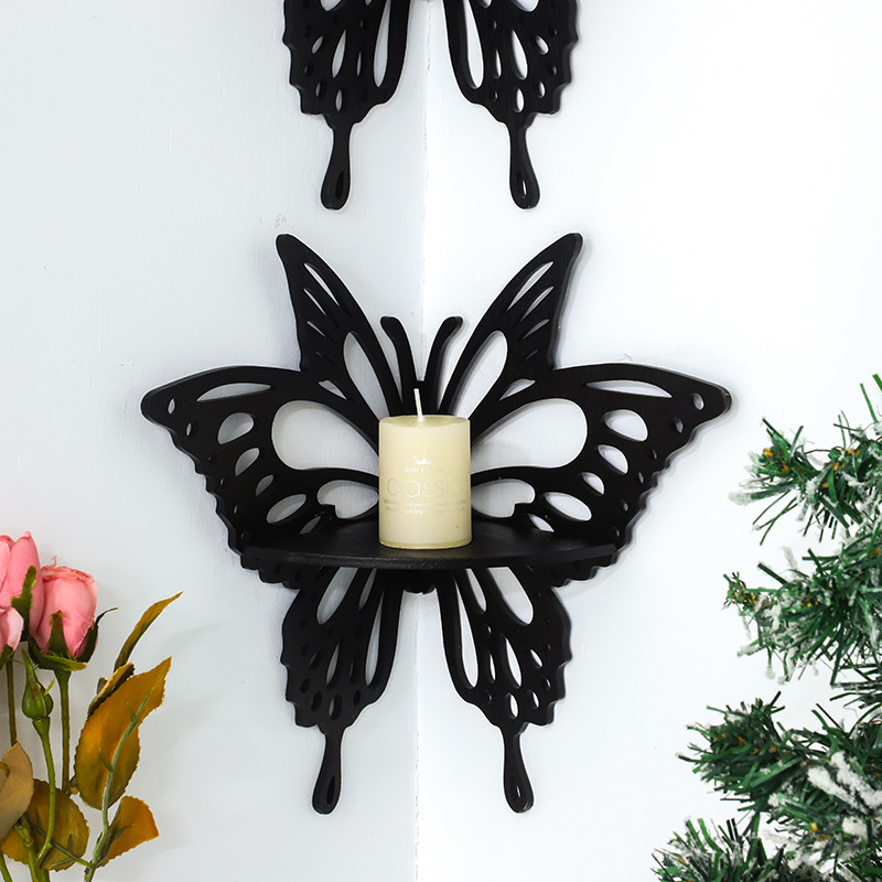 Custom House Decoration Wall Hanging Jewelry Holder Storage Organizer Wooden Butterfly Display Shelf