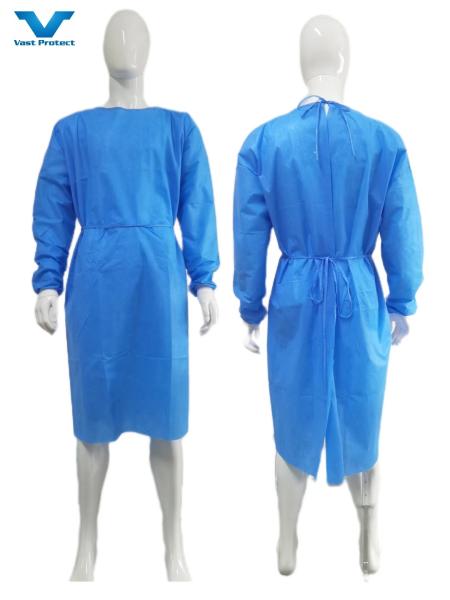 Soft Anti Static SMS/PP/PP PE Isolation Gowns Adequate Supply in Blue Logo