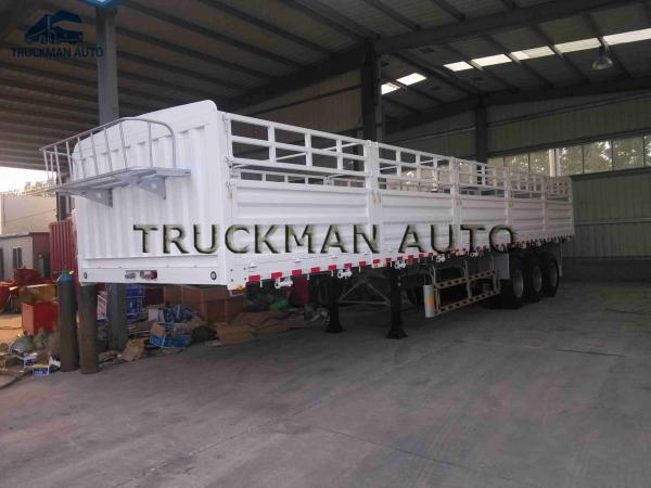Buy cheap Side Wall Fence Semi Trailer 70 Tons Loading 3mm Diamond Checked Flatbed Thicnkess from wholesalers