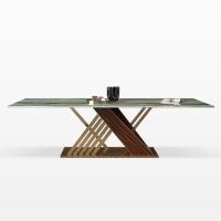 Buy cheap Brushed Marble Look Dining Table Gold Marble Top Dining Room Table product