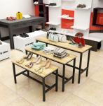 Simple Wooden Shoe Store Display Shelves Multi Functional Black / White Color