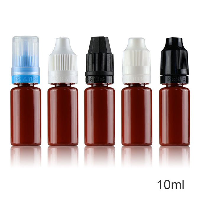 Plastic Smoke Oil Bottle , 10ml Empty Pet Bottle Customized Colors With Cap