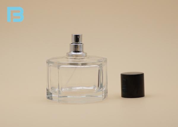 Quality Black Cap Cosmetic Spray Bottle , 50ml Hexagonal Perfume Bottle Heavy Wall for sale